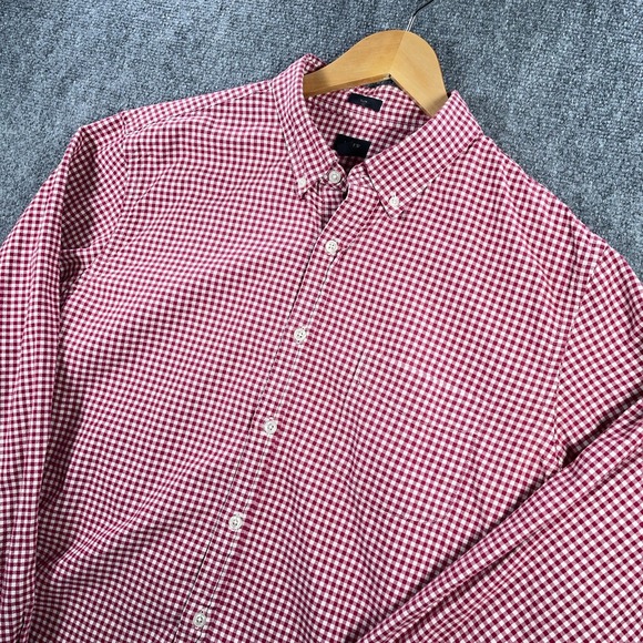 J. Crew Other - J.Crew‎ Button Down Shirt Mens XL Red Checkered Oxford Long Sleeve Slim #AB802